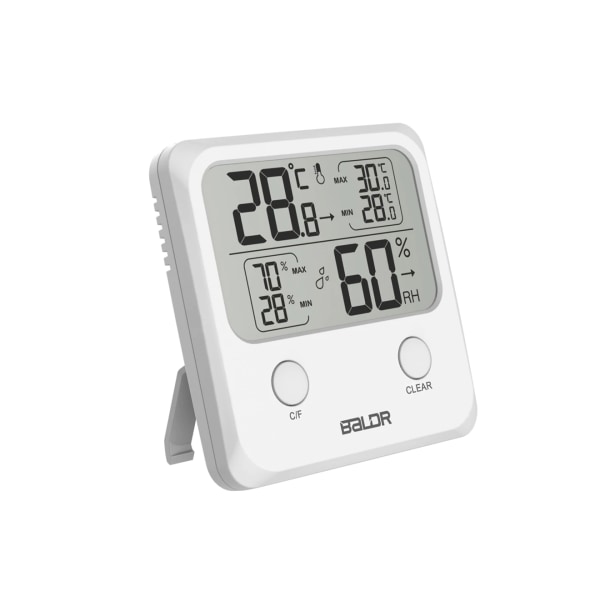 BALDR Digital Termo-Hygrometer Square Termometer Monitor - Hvit