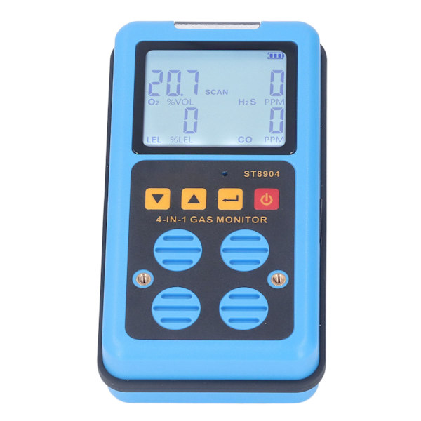 Gasmonitor 4 i 1 CO H2S O2 LEL Exakt mätning Ljud Ljus Vibrationslarm Bakgrundsbelyst display Gasdetektor