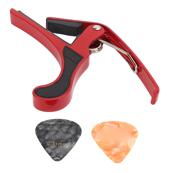 Gitarr Capo Alloy Quick Release Elgitarr Capo Set med 2 ST Guitar Picks för Banjo Mandolin Red