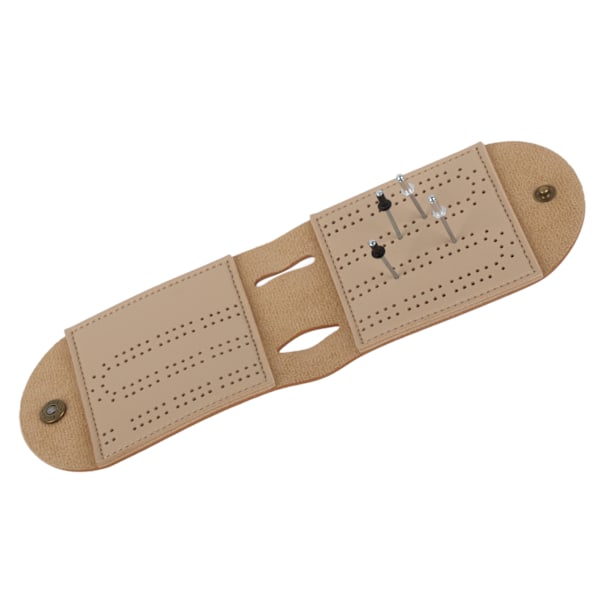 Læder Cribbage Brætspil Sæt med Nål Letvægts Brun 2 Spor Læder Spilpose Scoreboard til Pepple Over 8