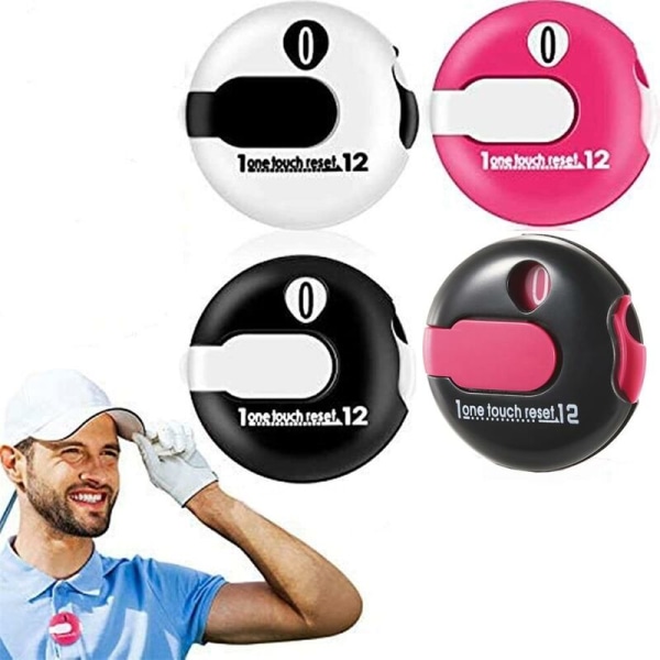 Liten Golf Shot Counter Single Attach Mini Score Counter Golf One Reset Counter, modell: svart och rosa