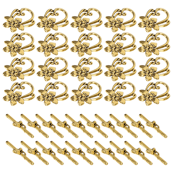 20 set Armband Toggle Spänne Guld Retro Legering Blomform OT Spänne Smycken Tillbehör