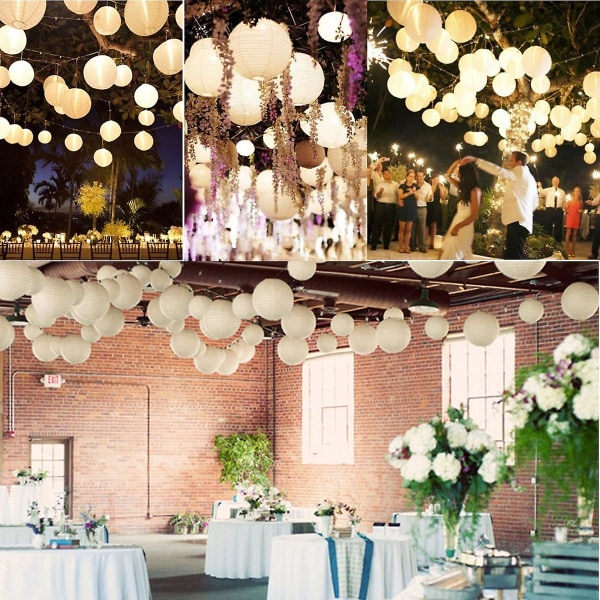 5 stk hvite runde papirlanterner silkepapir lamper dekor hengende lampe dekorasjon til bursdag bryllupsfest 8inch