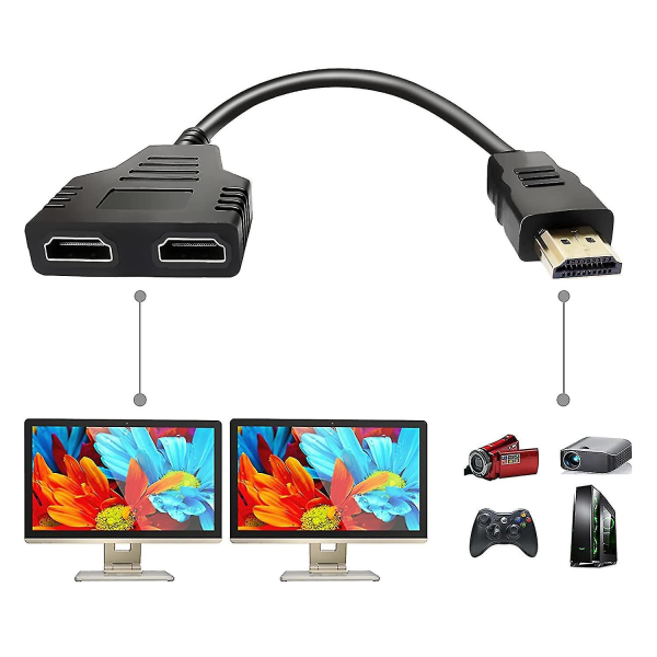 HDMI Splitter Adapter Kabel Hdmi Splitter 1 i 2 ud $hdmi han til dobbelt