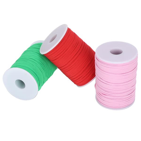 Elastisk bånd flat sytråd snor DIY erme maske laging høy elastisk 100 yard rull (rød rosa grønn)