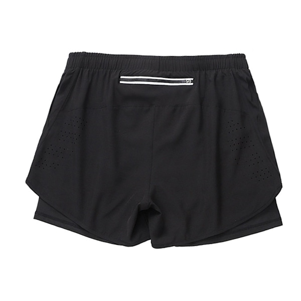 Men's Quick Dry Double Layer Fitness Shorts - Black