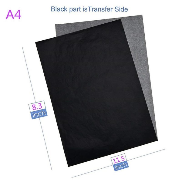 100 arkkia mustaa siirtopaperia hiilipaperi paperille, metallille, lasille, kaiverrukseen (a4/8,3 x 11,5 tuumaa)