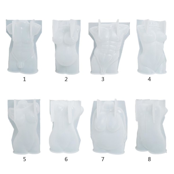 3d kroppsform stearinlys harpiksform kvinnelig mannlig kroppsmodell ornamenter silikonform, 1 C