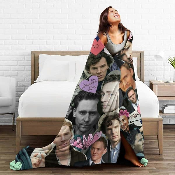Fleece tæppe til sofalejr, superblødt let og hyggeligt luksus flanneltæppe, Benedict Ben Cumberbatch fluffy plyssofatæppe til 80x60in 200x150cm
