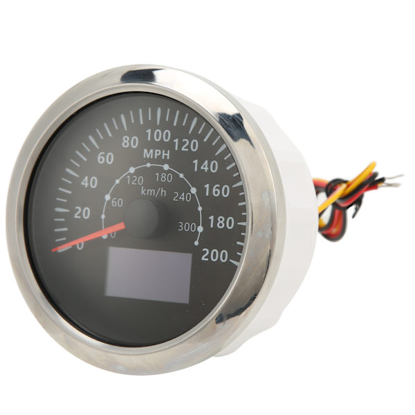85 mm GPS-fartmåler 0-200 MPH 0-300 km/h IP67 Vandtæt Digital Farverig Baggrundsbelysning Tureteller til RV Båd Sort