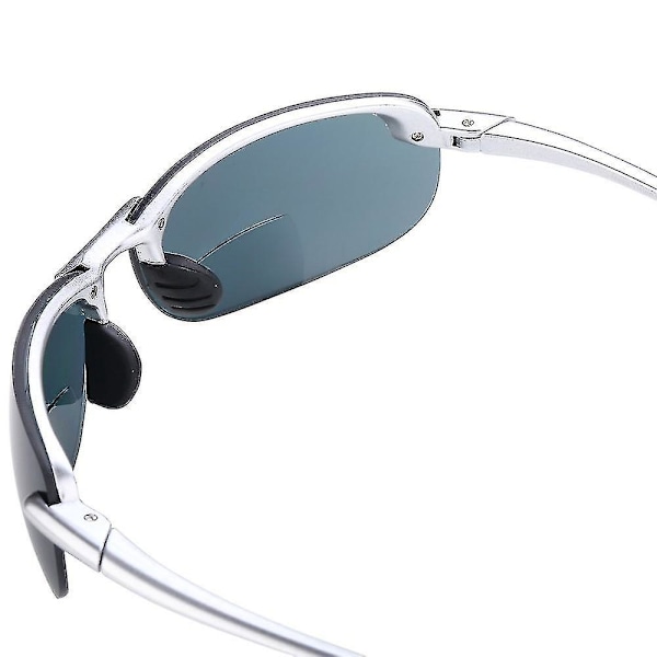 Bifocal Polarized Lightweight Sunglasses for Men and Women - Black Silver1.75