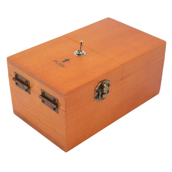 Useless Box Dekompression Miljövänlig Natural Pine Pointless Box med metallknappar för barn AdultBrown (UselessBox)