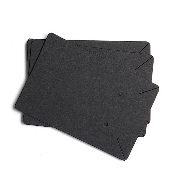 100 stk. Øredobberkort 6x9cm Blank Kraftpapiretikett med 100 OPP-poser for utstilling av halskjeder armbånd Svart