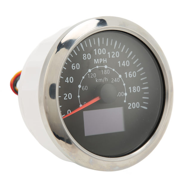 85 mm GPS-fartmåler 0-200 MPH 0-300 km/h IP67 Vandtæt Digital Farverig Baggrundsbelysning Tureteller til RV Båd Sort