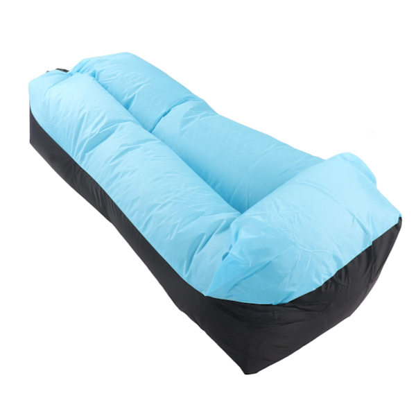 Oppblåsbar sofa 6,1 fot lang 2,3 fot bred Oxford-stoff Lett Oppblåsbar solseng for Camping Strandturer Svart og Blå