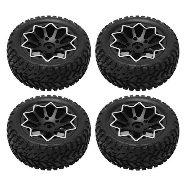 4 stk/sett 1/10 RC Bil Hjul Dekk Aluminium Legering Gummi Dekk for Tamiya TT01 Vei Racing Biler Svart