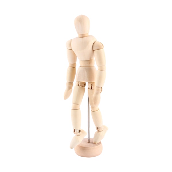 Konstklass träfigur manlig docka skyltdocka trä rörlig modell display hantverk 8 tum