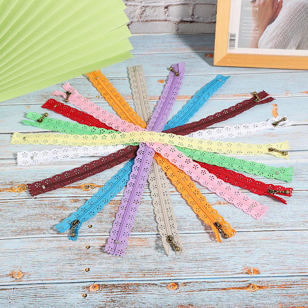 10 stk Spidslynlås Mixed Style Knapper Sidenform Nr. 3 Nylon Syet Tøjtilbehør 35cm
