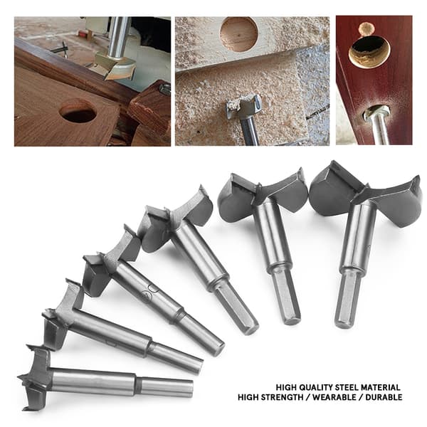 6 stk 30-60 mm høyfast stål flatborsett for trearbeidere