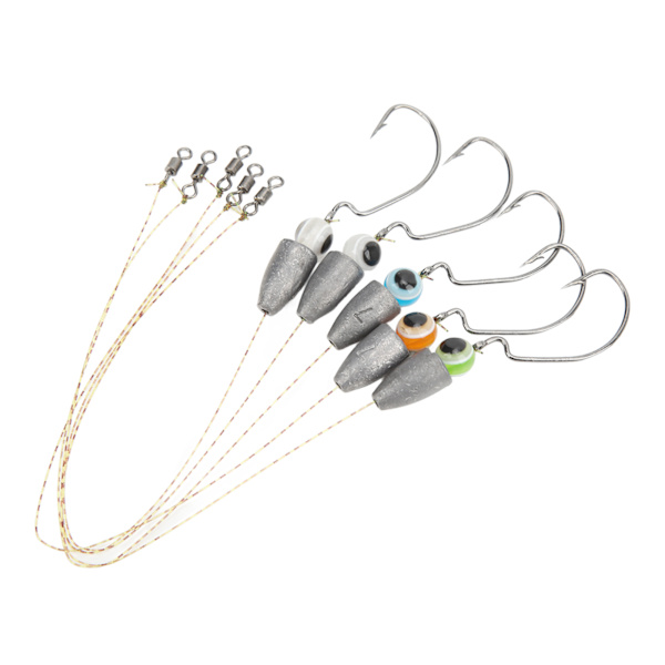 Fiskekroker Fiske Lures Jig Nylon Line med 3D Øye Ball Rustfritt Stål for Ferskvann Saltvann Bass Ørret Crappie