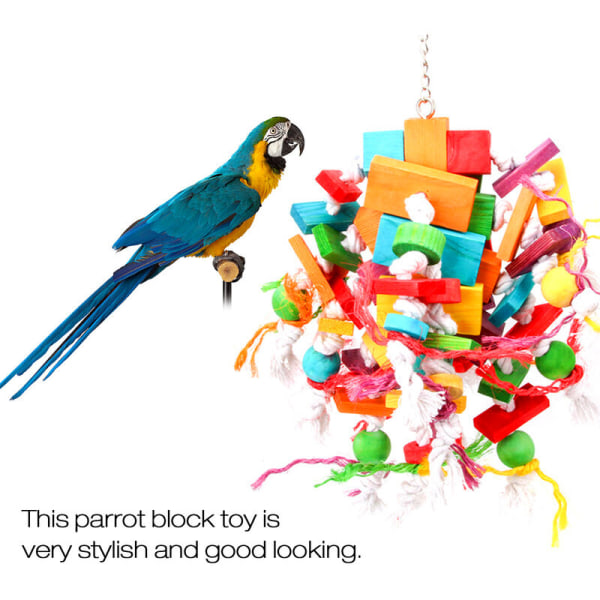 Stor fugl papegøyeleker papegøyeleker papegøye tyggeleker hengende bomullsspyd, modell: flerfarget bomullsspyd
