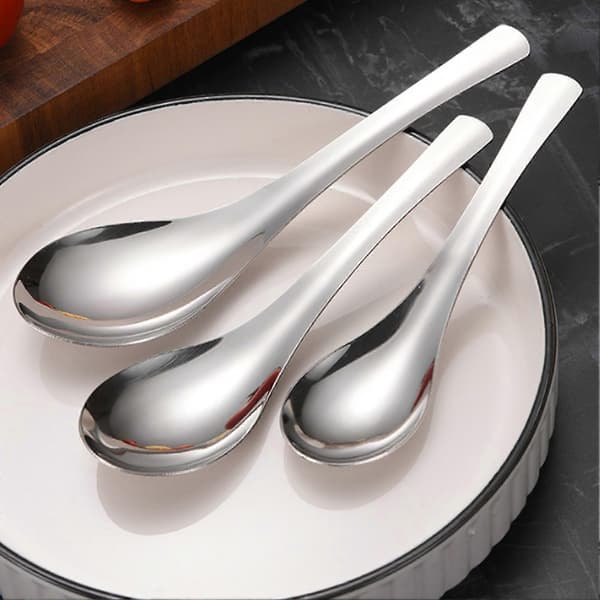 Rustfrit Stål Middagsske – Stor & Rund Kant – til Hjem & Restaurant – Ergonomisk & 13,6-16,3 cm S