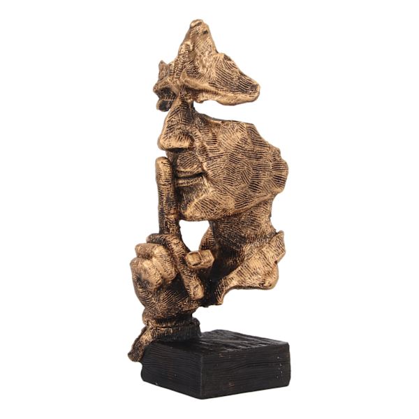 Silence Is Gold Staty Antik finish Färgfast stabil bas Hållbar Resin Thinker Staty för Family Office Library