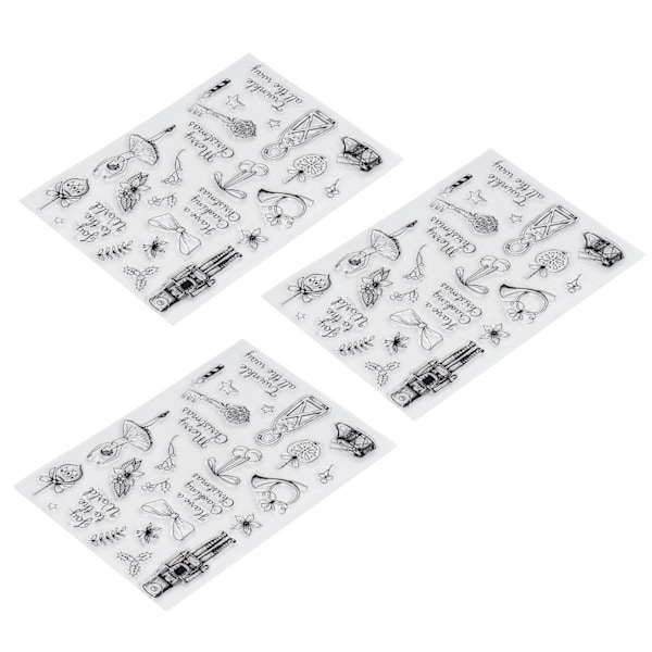 3 stk. Klare Stempler Julemønster TPR Transparent DIY Scrapbooking Stempler for Preging av Kort