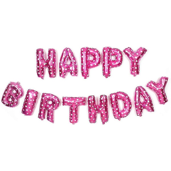 Puhallettava Happy Birthday -banneri ilmapallo, hopea, 16 tuuman kirjaimet, kalvo, vaaleanpunainen