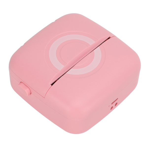 Mini termisk printer Bluetooth bærbar håndholdt klistermærkeskriver 200DPI USB opladning Lille smart fejlprinter lyserød