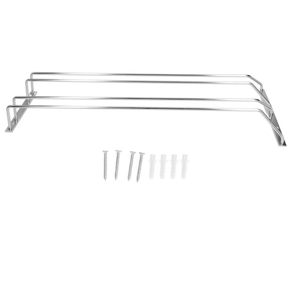 Rustfritt stål dobbelt rad vinglass Stativ Oppbevaringsstativ Henge Stemware Holder under skap