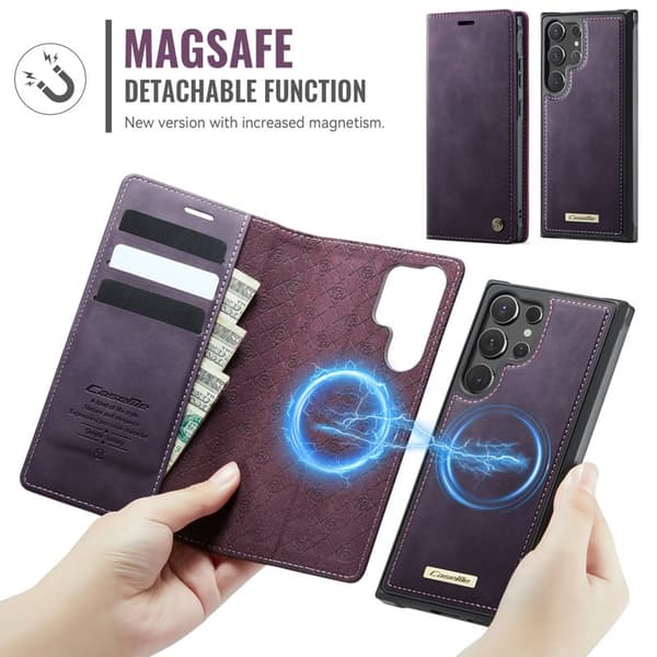 Plånbok kompatibel med Samsung Galaxy S26 Ultra konstläder RFID - Lila