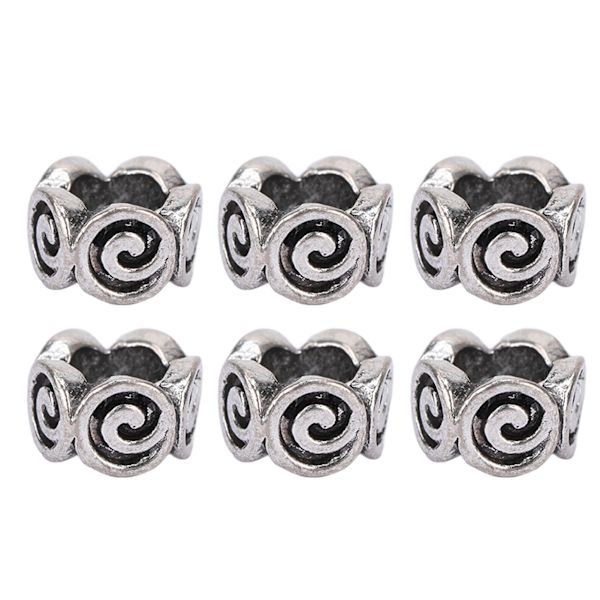 50 st Skäggpärlor Retro Wave Mönster Wheel Beard Beads 9mm Platta Runda Stora Hål Spacer Beads DIY Alloy Beads