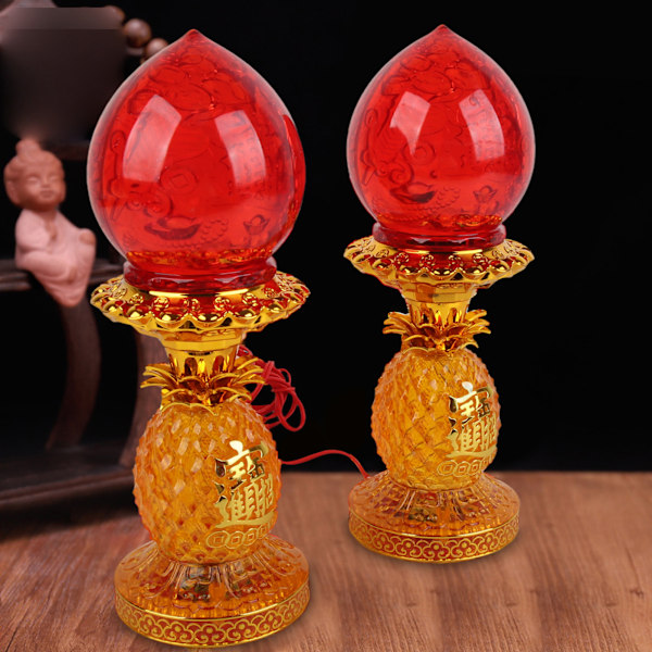 LED Lotus-lampe Faux Gul Krystal Blød Varmt LED-lys Energibesparende Buddha-lampe til hjemmet Buddha Gud af Rigdom 10 tommer, gul, 1 par