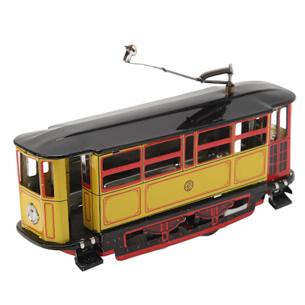 Trolley-lelu, kellokoneella, pelti, vintage, mielenkiintoinen metalli kellokoneella toimiva lelu lapsille ja aikuisille, valokuvausrekvisiitta