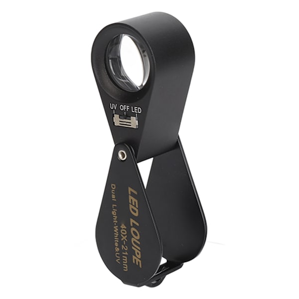 Korujen suurennuslasi 40X 21 mm taitettava suurennuslasi LED- ja UV-valolla tarkastukseen tee-se-itse