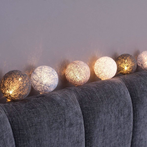 Paristokäyttöiset puuvillapallovalot - 3m 20 led pallovalot sisäseinävalot Jouluvalot koristeeksi häihin, huoneeseen, kotiin, juhliin