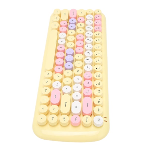 Trådlöst tangentbord Mus Combo 84 tangenter 1600DPI Lättvikt Tyst Retro Datortillbehör Citrongul Blandad färg