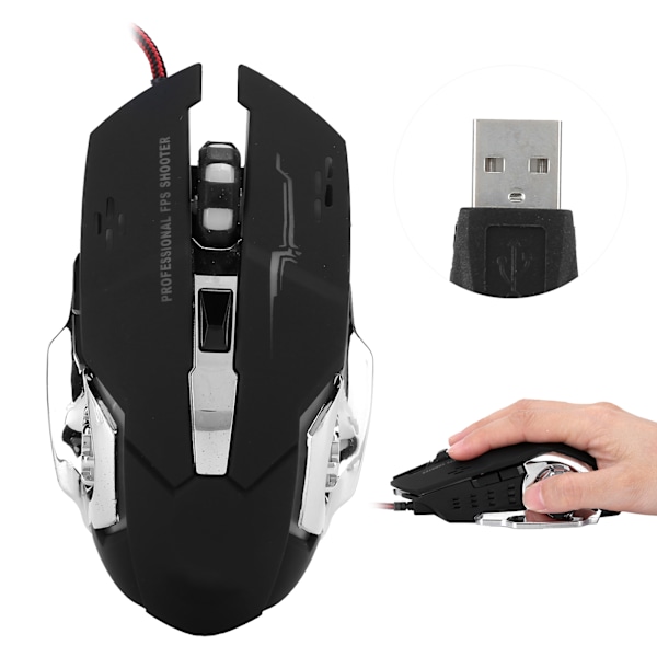 Gamingmus Trådbunden LED Ljusstark 3200 DPI Hemmakontor Universella Datortillbehör V6