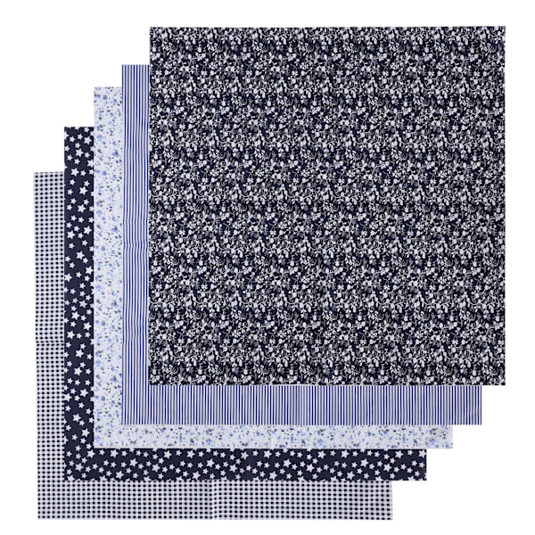 2 Set Bomullstyg Enfärgad Vävd Trycktyg DIY Sömnad Quiltning Lapptäcke 5 Färger 50x50cm (Mörkblå)