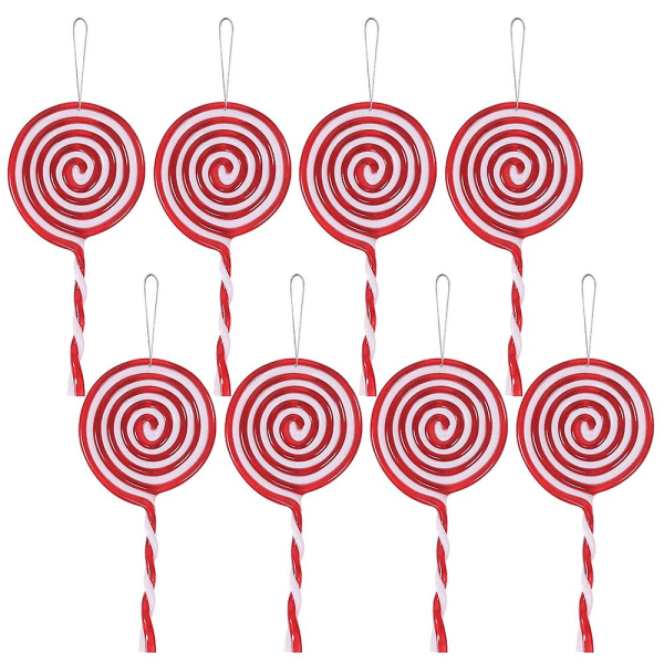 8 Pack Christmas Lollipop Ornament Punainen ja Valkoinen Candy Cane joulukuusen koristeena