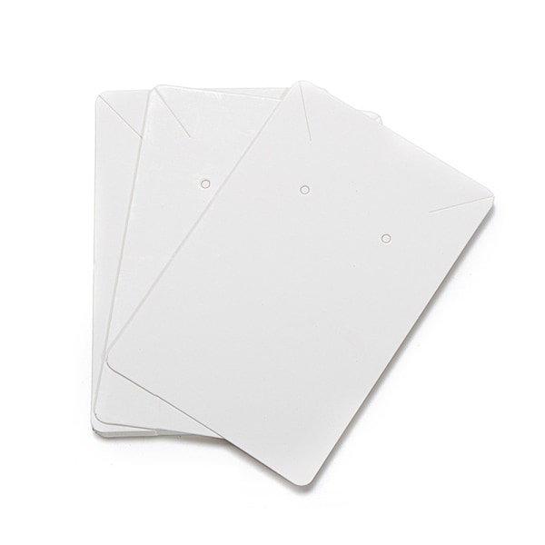 100 stk. Øreringe Kort 6x9cm Blankt Kraftpapir Tag med 100 OPP Poser til Fremvisning af Halskæder Armbånd Hvid