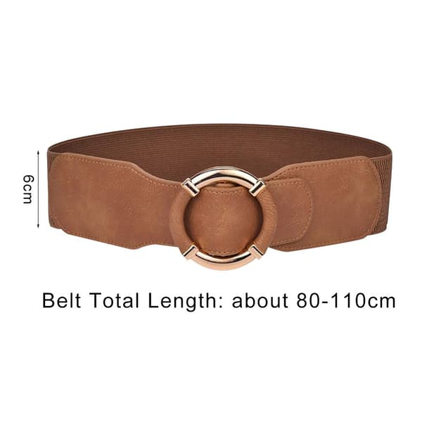 Dam bälte med elastiskt stretchband och guldfärgat cirkelspänne, SVART black