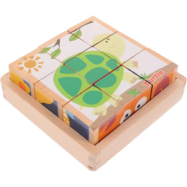 Träsortering Stapling Montessori-leksaker 3D-pusselblock för leksaker för tidig inlärning