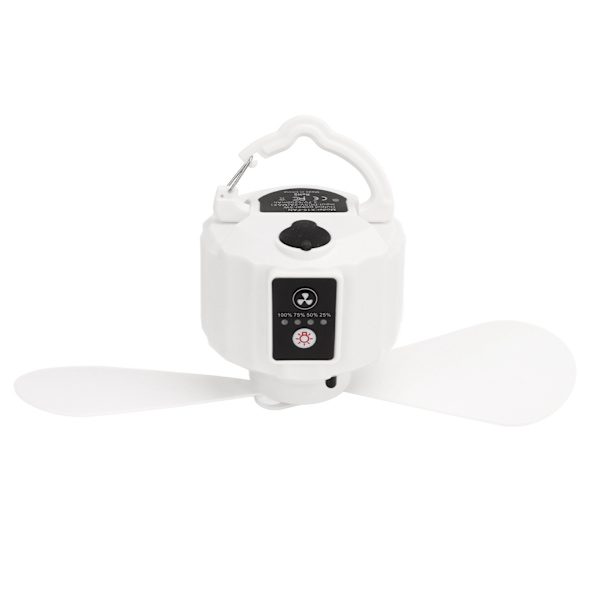 Telt Loftventilator Udendørs Bærbar Dobbeltbladet Ventilator Camping USB Lys Elektrisk Ventilator Hvid 5200mAh
