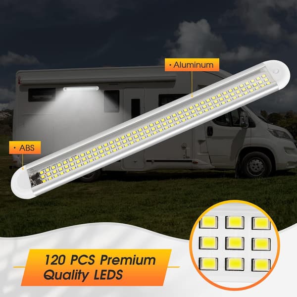 12V-85V LED-interiørbelysning 120 LED-billampe med afbryder til varevogn båd (2 stk.)[NX]