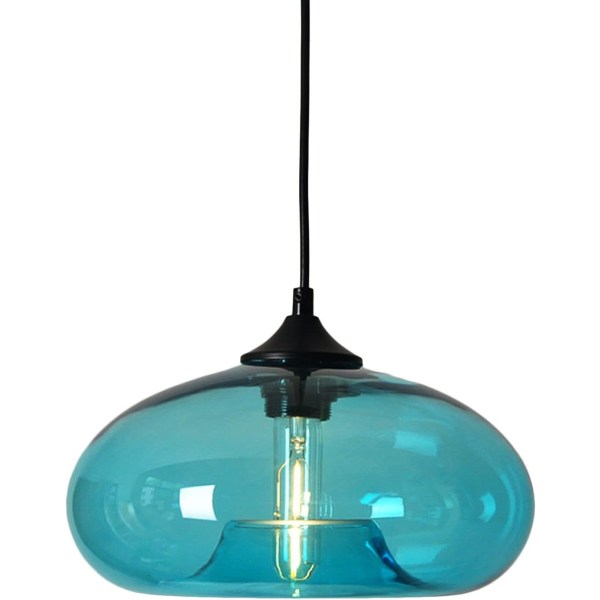 Industriell vintage rund färgat glas taklampa, E27 taklampa a258 | Fyndiq