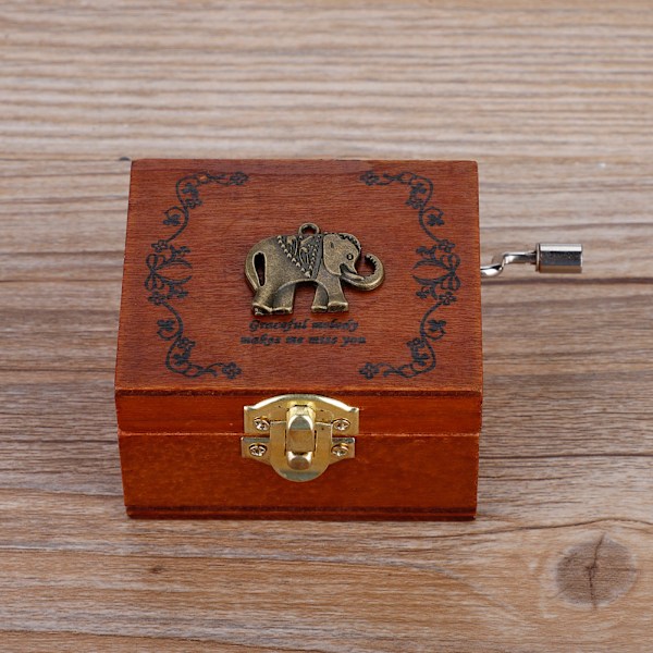 1 stk trehåndsvev musikboks Mekanisk klassisk håndverk bursdagsgave (elefant)