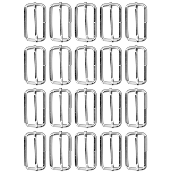 20st metall rektangeljustering Hållbar bleklös Utsökt bred applikation Metallspänne för kläder Ryggsäcksbälte3,5x38x20mm