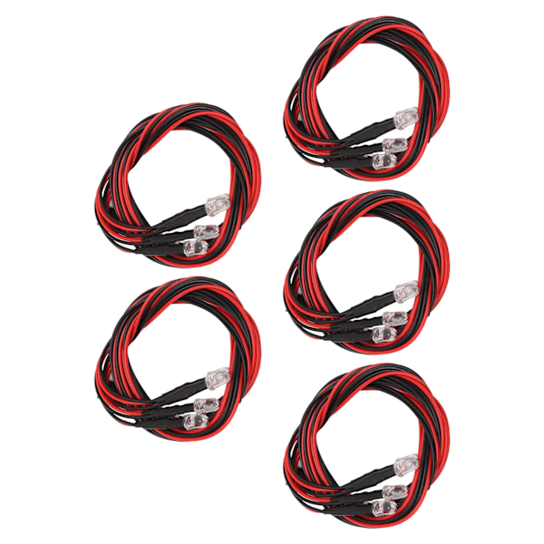 5 sæt 4 LED RC-bilforlygter Høj lysstyrke Diameter 5 mm Hvidt rødt lys RC LED-lyssæt til modificerede forlygter